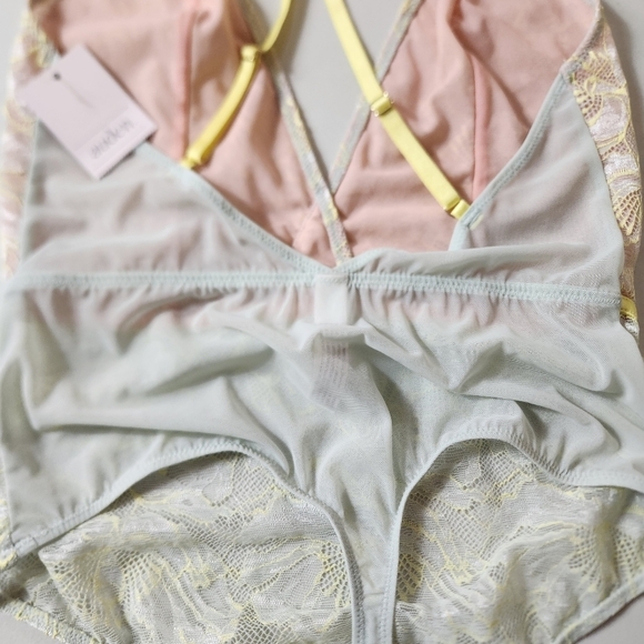 Auden Womens Pastel Floral Lace Thong Negligee/Teddy |S| |NWT| - Picture 11 of 11